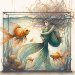 5pc= Beautiful Water Color Mermaid Prints